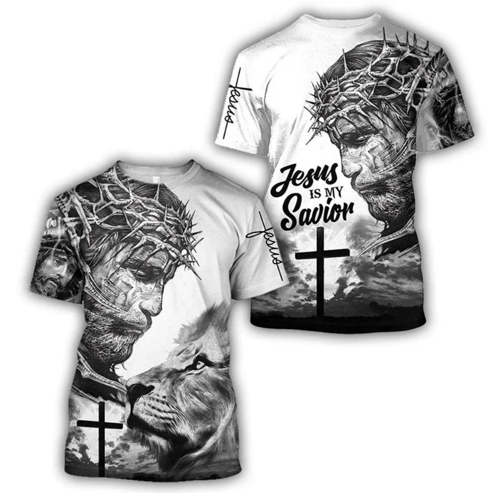 

Summer Fashion Men s T-Shirt God Christ Jesus Cross 3D Print Tees Top Loose Short Sleeve Streetwear Vintage Oversized Women T-shirt XXS