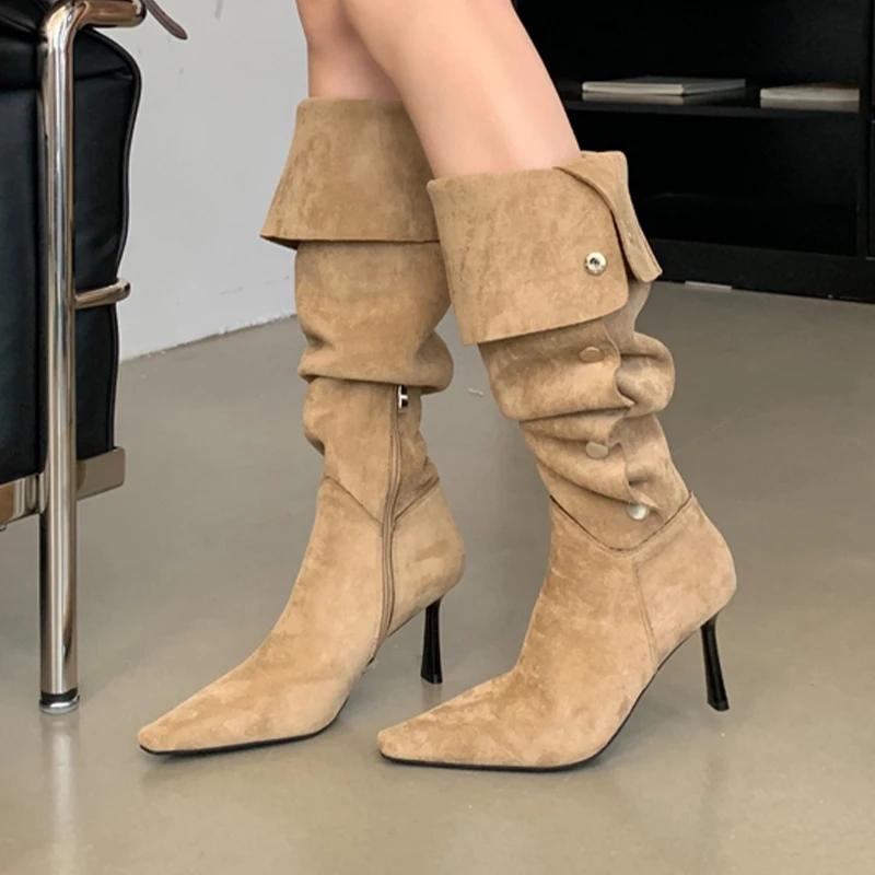Fashion High Heels Women High Boots Pointed Toe Dress Fashion Shoes Designer Pumps Woman Winter 2025 Elegant Luxury New Botas De Mujer