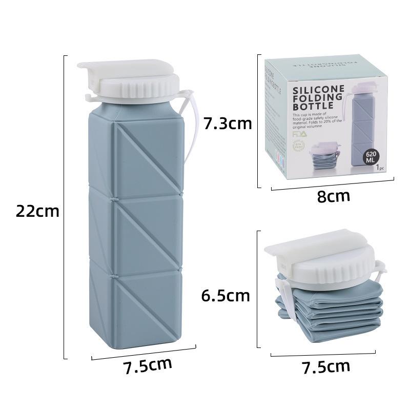 

Foldable silicone straw water bottle, easy to fold and unfold. 620ml