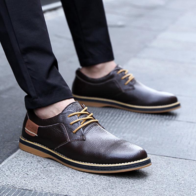 Fashion Men Dress Shoes Platform Breathable Casual Business Luxury Leather Heightening Shoes Taller Male Luxury Genuine Leather Size 48
