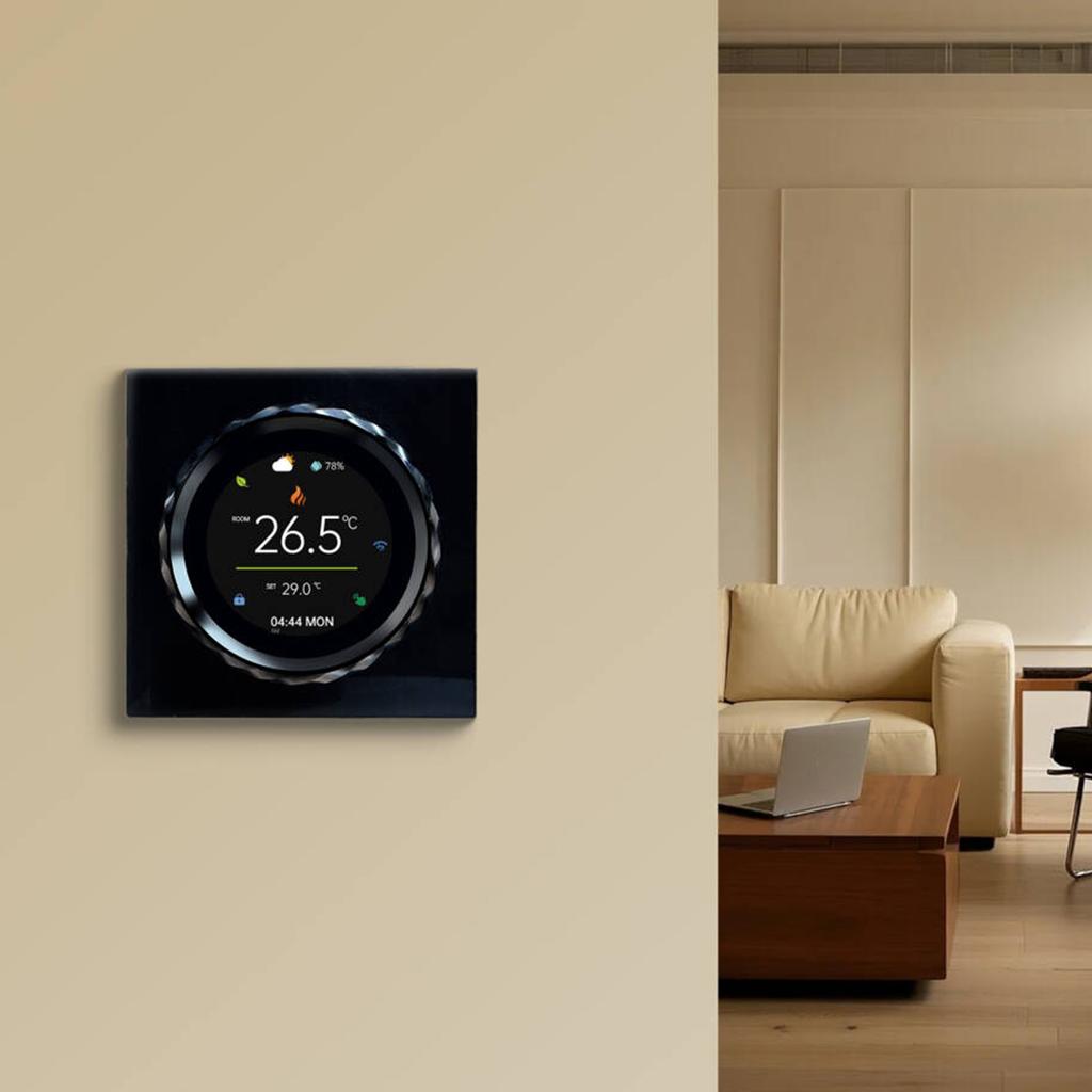 Smart WiFi Thermostat for Electric Heating, 16A Programmable Digital Temperature Controller with 1.6 Screen, DayCelsiusWeekCelsiusRoom TemperatureCel