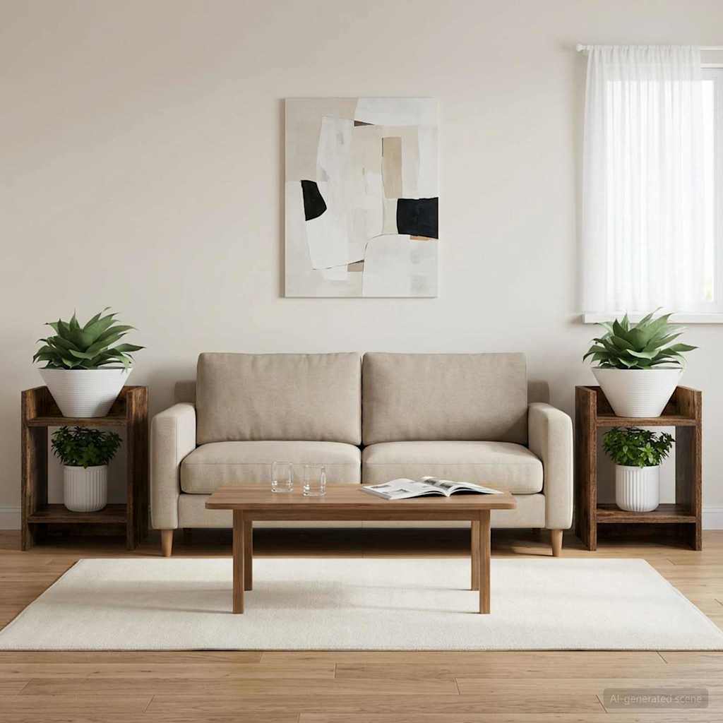 Plant Stand 2 pcs Smoked Oak 30 x 30 x 40 cm