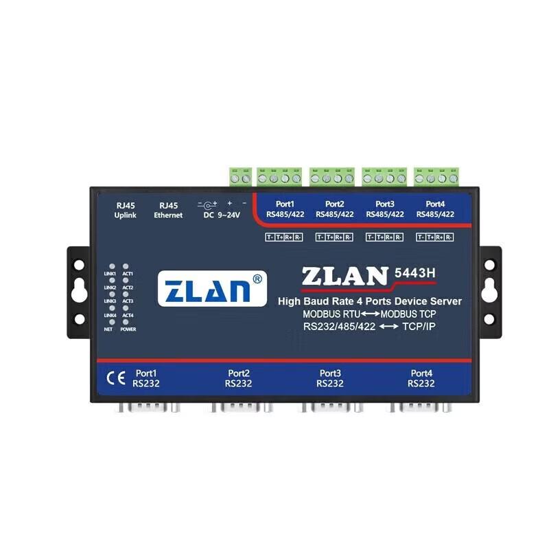 ZLAN Industrial 4-Port Serial To Ethernet Modbus Gateway