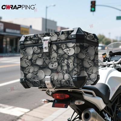 Car Adhesive Vinyl Waterproof Car Wrapping Film Skull Black Vinyl Wrap Cover Air Release Foil Body Covering Vehicle Decoration