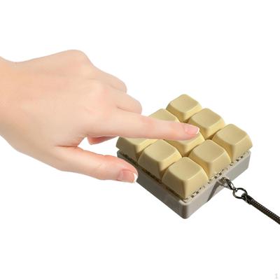 9 Button Clicker Key Board Keychain Finger Toy Mechanical Keypad Portable with Flexible Metal Strap
