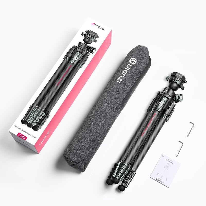 Ulanzi JJ05 Camera Lightweight and Portable Carbon Fiber Travel Compatible with Quick F38 Quick 184cm Telescopic Ball Panoramic Center Axis 18kg Load