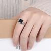 Xiaomi 925 Sterling Silver Rings for Women Couple Minimalist Handmade Simple Wide Square Black Ring Fine Jewelry Gift Prevent Allergy