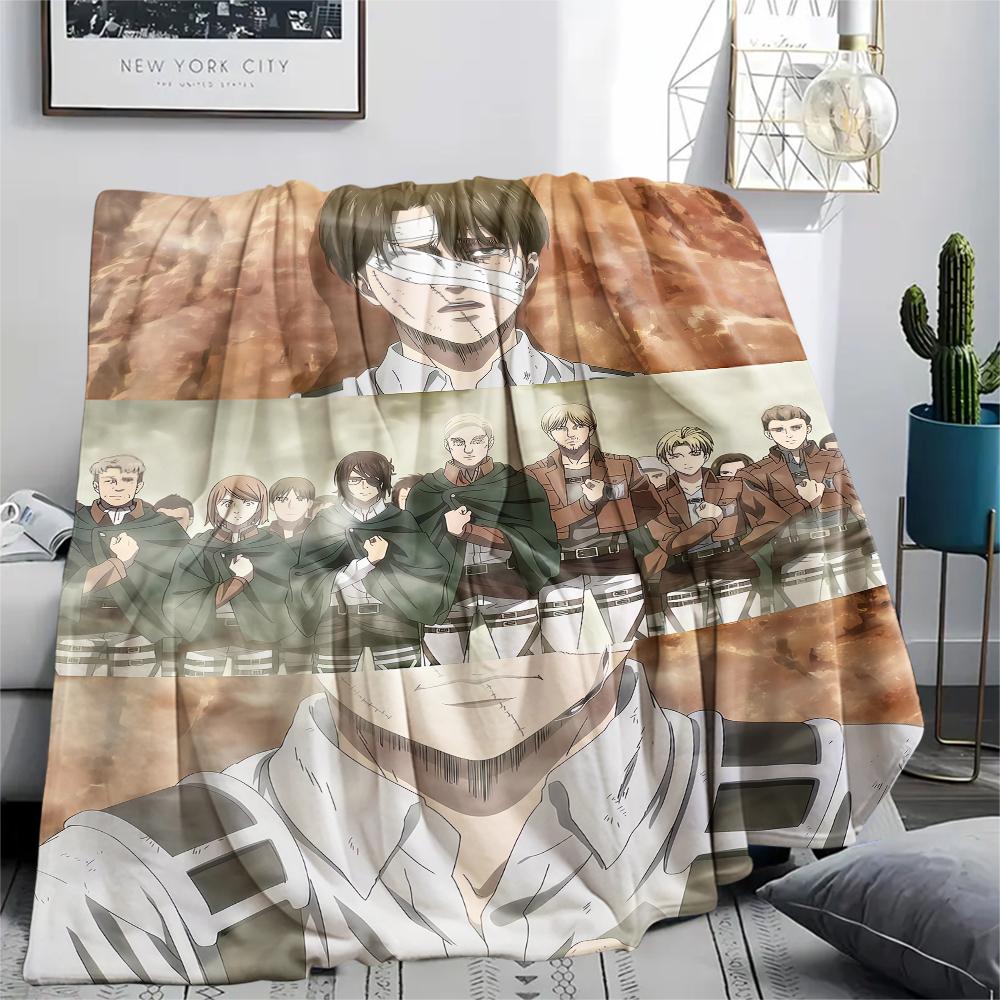 1PC Attack On Titan Print Flannel Blanket, High Quality All Seasons, Home Decor, Warmth and Comfort, Perfect for Christmas Gifts
