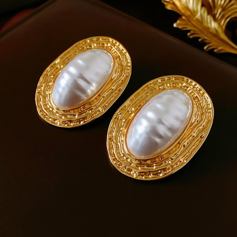 European and American tassel long pearl earrings light luxury high-end stud earrings temperament cold wind trend retro earrings