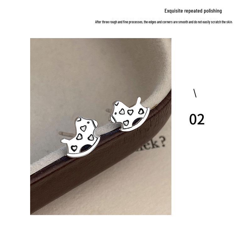 Sterling Silver Korean Style Heart Rocking Horse Stud Earrings - Playful Gift for Women & Students