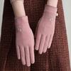 1 Pair Women Gloves Keep Warm Full Finger Flannel Touch Screen Winter Cycling Gloves for Outdoor