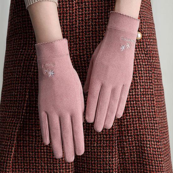 1 Pair Women Gloves Keep Warm Full Finger Flannel Touch Screen Winter Cycling Gloves for Outdoor