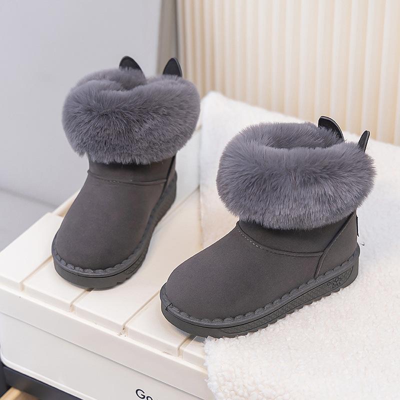 Kids Snow Boots Winter Baby Soft Warm Cotton Shoes with Plush Boys Girls One Fur Suede Boots