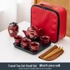Portable Ceramic Kung Fu Tea Set with Red Leather Bag