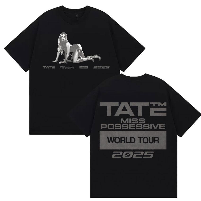 

90s Vintage Tate McRae Miss Possessive Tour 2025 New T Shirts Men Women s Hip Hop Fashion Cotton Short Sleeve T-shirt Streetwear 4XL