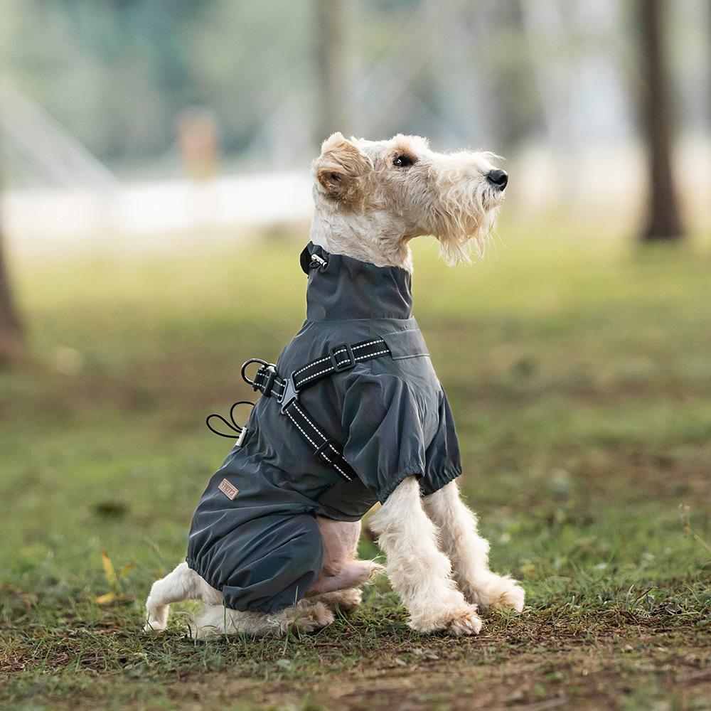 Impermeable para Cachorros de Cuatro Patas para Perros Pequeños y Medianos Se Puede Remolcar Impermeable para Perros Ropa Impermeable para Mascotas Protección Reflectante para Exteriores