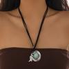 Vintage Denim Style Hat Turquoise Neck Chain Choker Ethnic Style Personalized Flannel Wrapped Necklace
