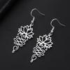 My Shape Hollow Lotus Flower Drop Earrings for Women Girls Stainless Steel Retro Unalome Earring Yoga Fashion Amulet Jewelry