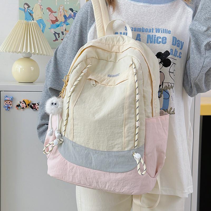 Backpack Fashionable Nylon With Color Contrast Design For School And Outings Use