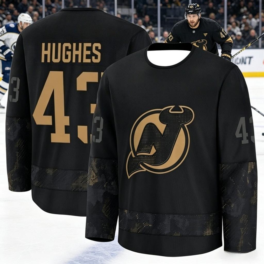 2026 New Jersey Herren Eishockey Trainingsanzug - Schwarz-Gold Sonderedition 3D-gedrucktes Sport-Schnelltrocknungs-Oberteil Familie