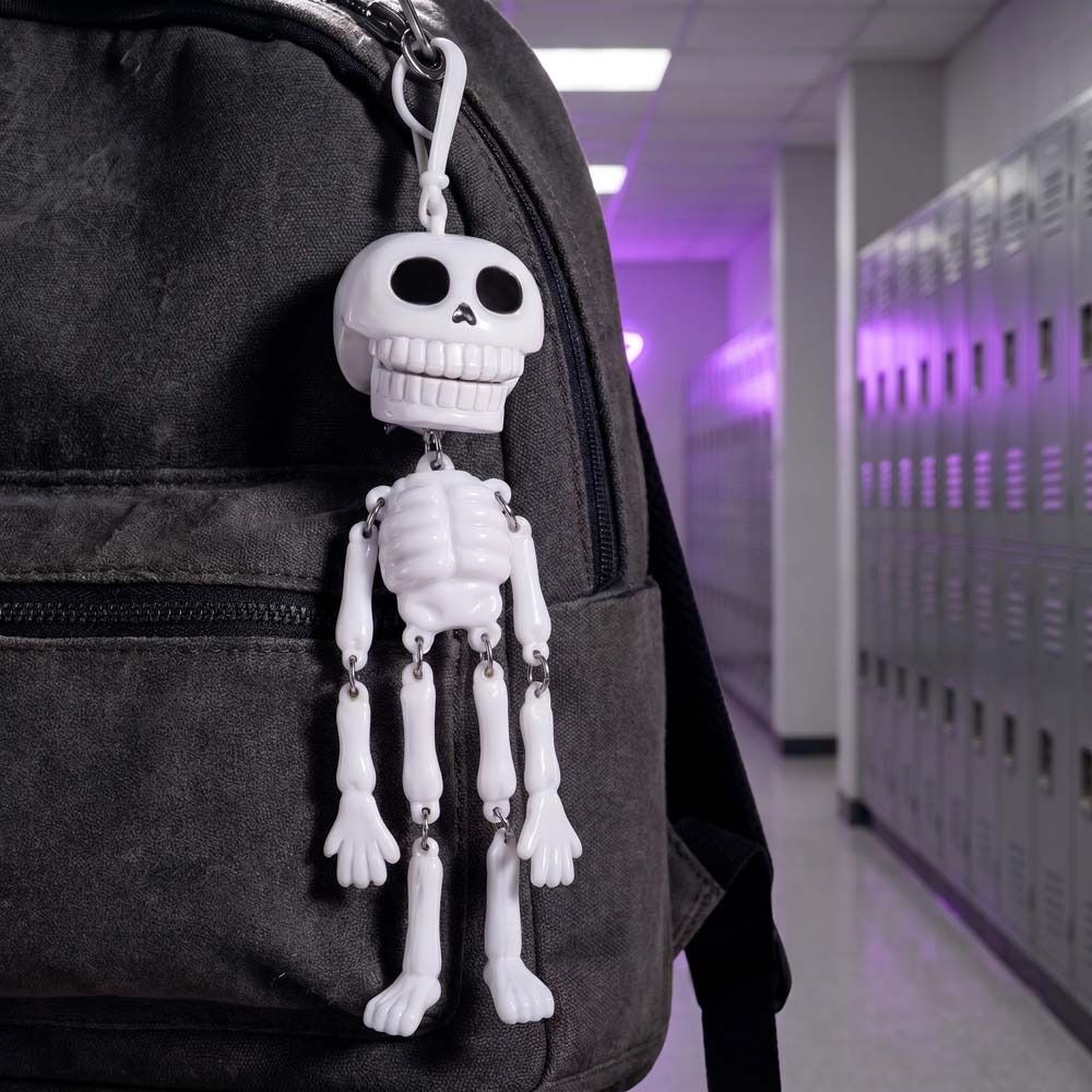 Dolls Halloween Skull Pendant Funny Skeleton Keychains Pull String Skull Head Keyring  Students
