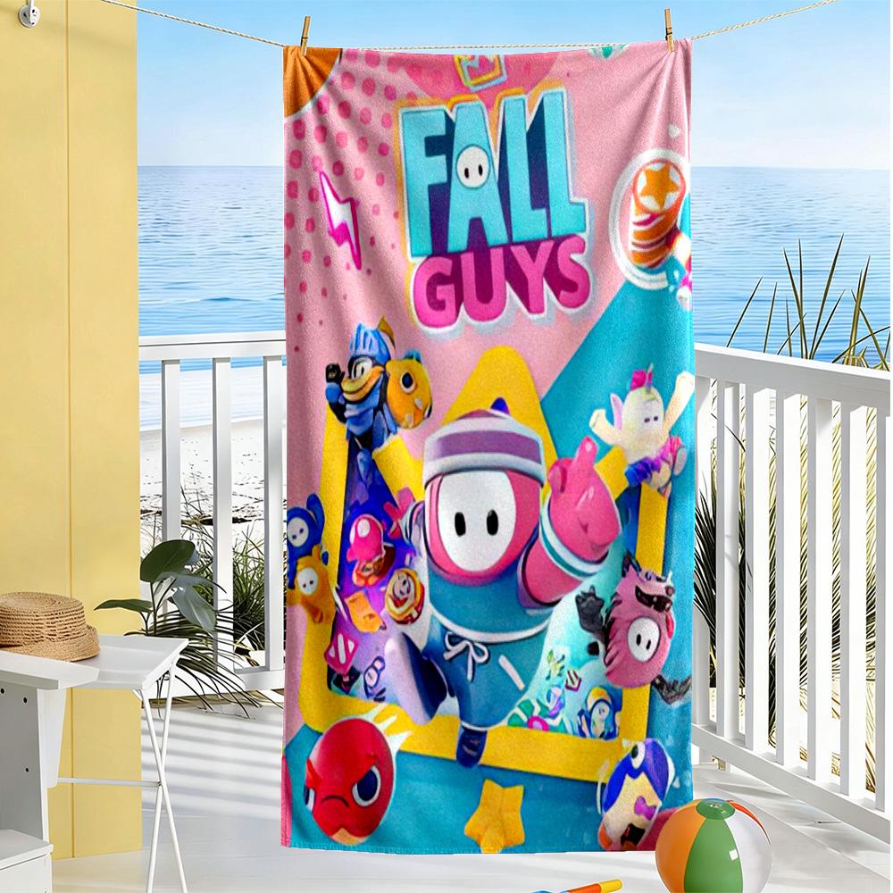 Fall Guys Adventure Beach Towel Quick-Dry Soft Microfiber Comfortable Lightweight Perfect for Traveling Yoga Camping and Swimming