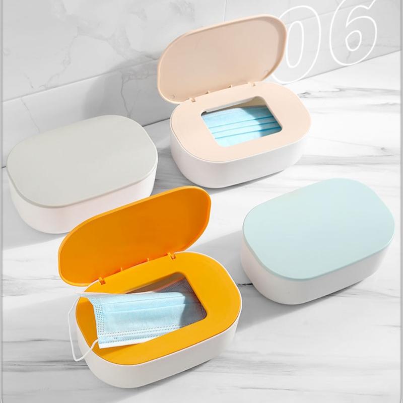 4 cores para escolher Caixa de armazenamento conveniente Contém no máximo 40 máscaras Pode colocar guardanapos Sacos plásticos Luvas descartáveis dentro