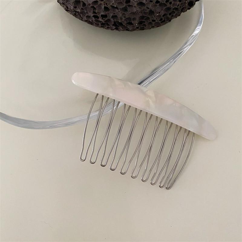 Plaid Comb Clip Bangs Hair Clip Texture Marble Pattern Iron Tooth Simple Comb Clip Insert Comb Styling Accessories