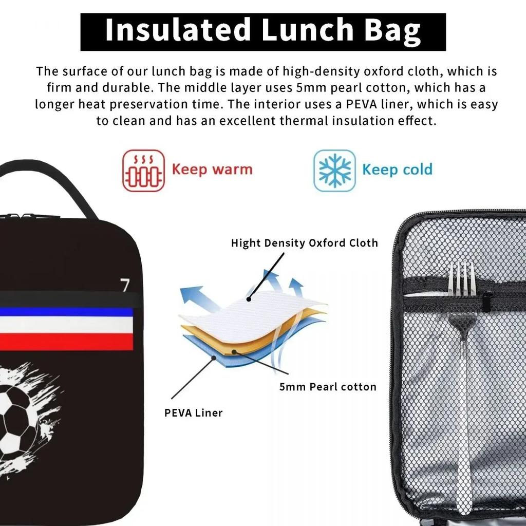 Kylian Mbappe Insulated Lunch Bags Waterproof Picnic Bags Thermal Cooler Lunch Box Lunch Tote for Woman Work Kids School