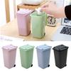 Mini Desktop Trash Can 3color Garbage Storage Box Living Room Coffee Table with Cover Small Paper Basket Plastic Garbage Bag