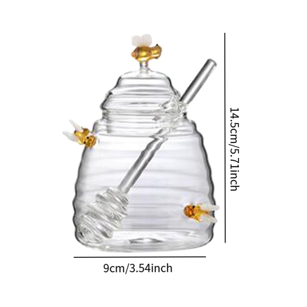 Przezroczyste Zbiorniki do Przechowywania Miodu Słoik na Miód z Nabierakiem i Pokrywką 8,11 uncji Szklany Ul Pojemnik na Miód Uchwyt