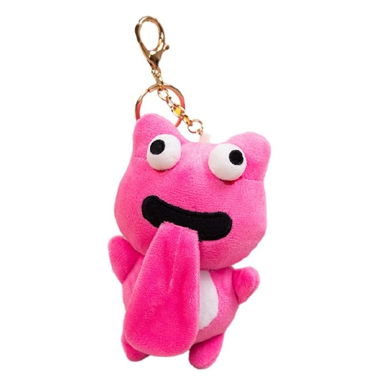 Backpack Charm Plush Keychains Sticking Out Tongue Frog Magnetic Attraction Toy