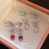 Zircon Flower Water Drop Pendant Earclip Exquisite Simple Fashion Earrings Light Luxury High Sense Earrings Design Sense Niche
