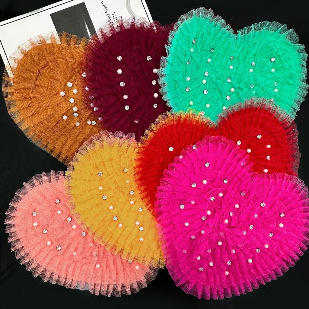 European And American Mesh Yarn Nails, Drills, Love Corsage Cloth Stickers, Handmade Three-Dimensional Pleated Lace Lace Clothing Accessories