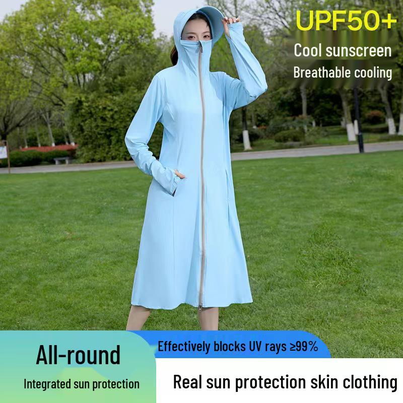 Women's Extra Long Breathable Ice Silk UV Protection Sunscreen Jacket - Casual Outdoor Style