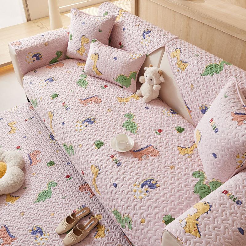 Pure Cotton Sofa Cushion Universal In All Seasons, Cotton Fabric Non-Slip Seat Cushion Cover Cloth, Simple Modern Sofa Cover Towel Seat Cushion