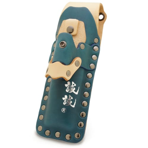 Seisei "Clip-Style Chisel Case" - Sturdy Chisel Holder, 1.4 Inches (1.4 Cm), Premium Indigo-Dyed Thick Leather, Blue and Natural Colors (Includes Chis