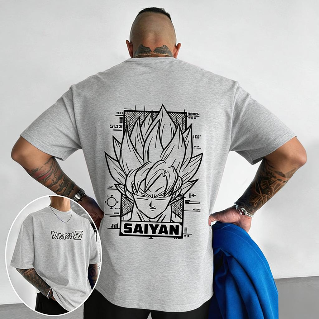 Dragon Ball Beijita Wukong Printed Digital Direct Spray Summer Loose Plus Size Cotton Short Sleeved Tshirt Mens Top