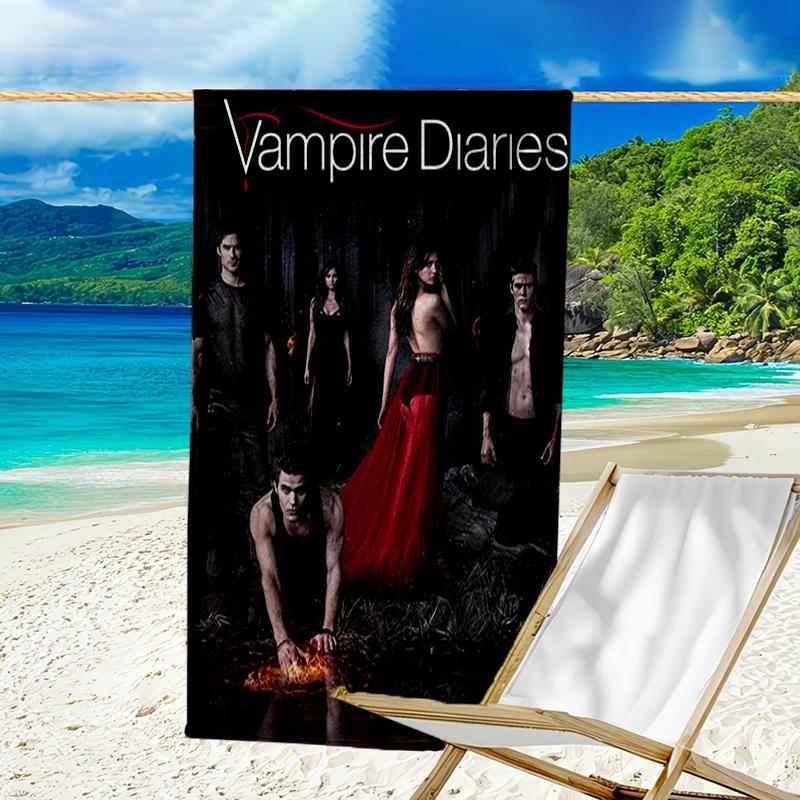Ultra-Soft Beach Towel with Vampire Diaries Theme,Ideal for Pool - Camping, Diving - Perfect Travel Essential, Vibrant Beach Towel.