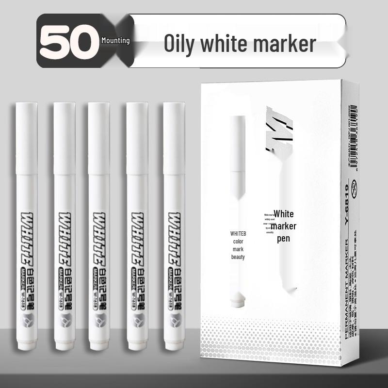 White Waterproof Quick-Dry Oil-Based Tire Marker Pen, Fade-Resistant Fine and Broad Points for Labeling.