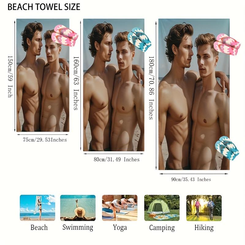 Muskulöse Männer Druck Strandtuch, Ultrafeine Mikrofaser, Schnelltrocknend, Maschinenwaschbar, Ideal für Yoga Schwimmen Strand Camping