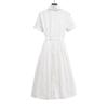 Spring/Summer 2025 Women's Embroidered Shirt Dress with Belt and Turn-Down Collar