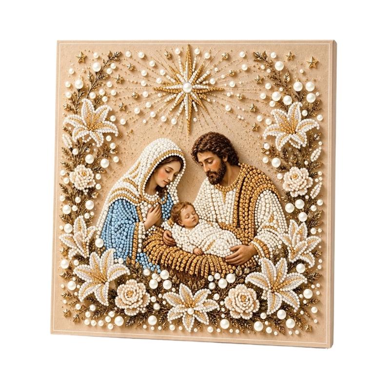 Decorative Placement Project with Display Frame, Religious DIY Artwork Set for Reflective Indoor Display Artwork