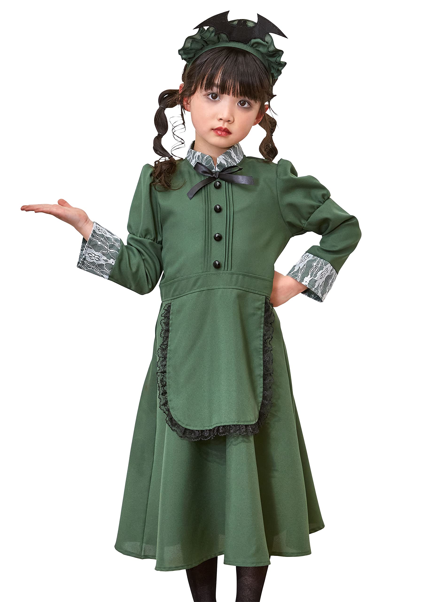 Clearstone Halloween Costume - Maid Outfit for Girls, 100cm, Green