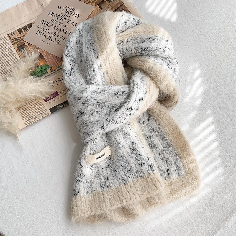 Blended scarf women's winter and winter popular new thickened warm scarf solid color student