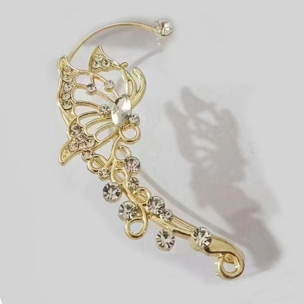 Sparkling Zircon Crystal Clip Earrings Elegant Women Ear Loop Special Occasion Jewelry
