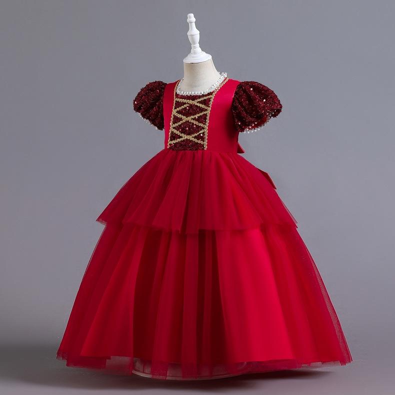 Dívčí šaty princezna Puffy Mesh Sukně Večerní šaty Dlouhé šaty