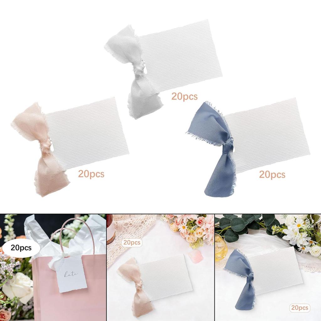 20x Blank Place Cards for Weddings,Decorative,Creative,Party,Banquet,Table Name Cards with Ribbon for Dinner Bridal Shower Table