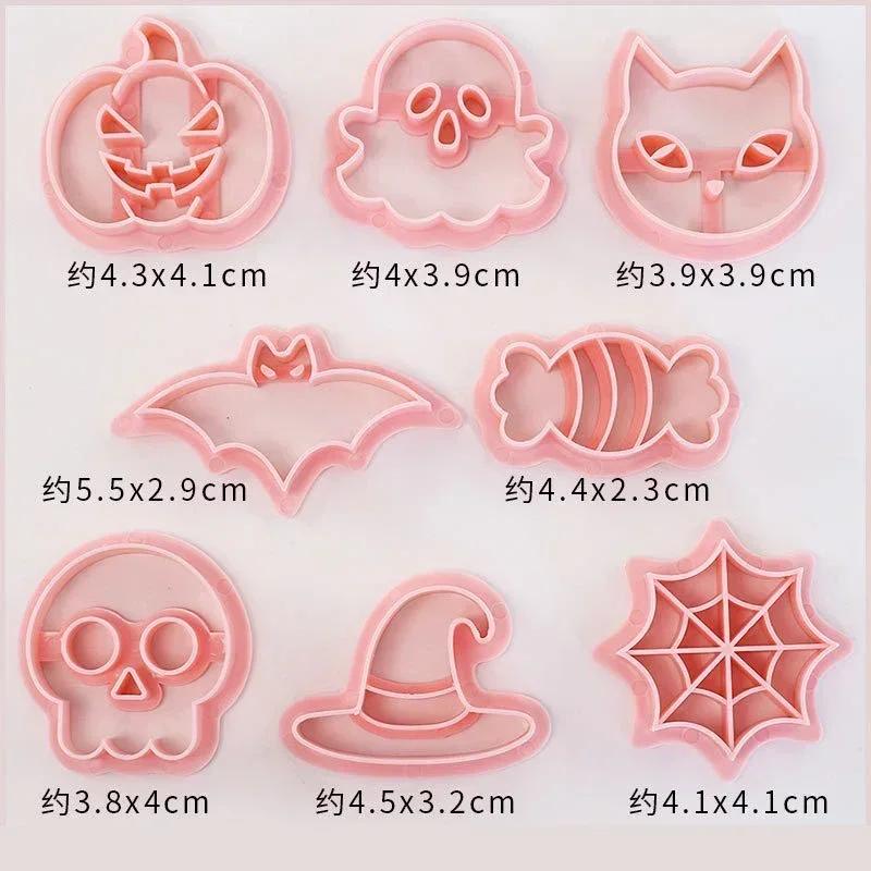 8PCS Set Cartoon Christmas Halloween Biscuit Mould Snowman Pumpkin Skull Cookie Cutting Mold Fondant Cookie Cutter Baking Tool