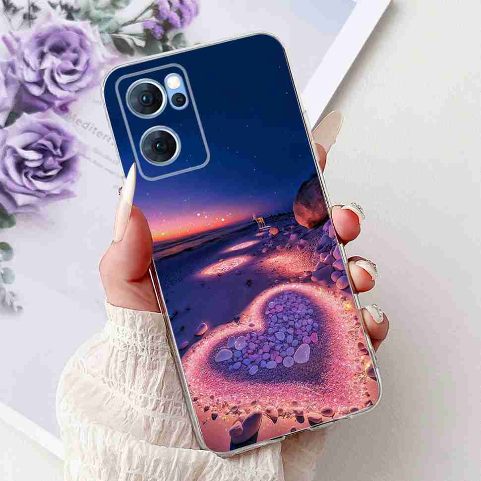 For Oppo Reno7 5G Casing Cute Cat Flower Painted Cover Soft Fundas Phone Case For Oppo Find X5 FindX5 Lite Reno 7 5G Back Cover